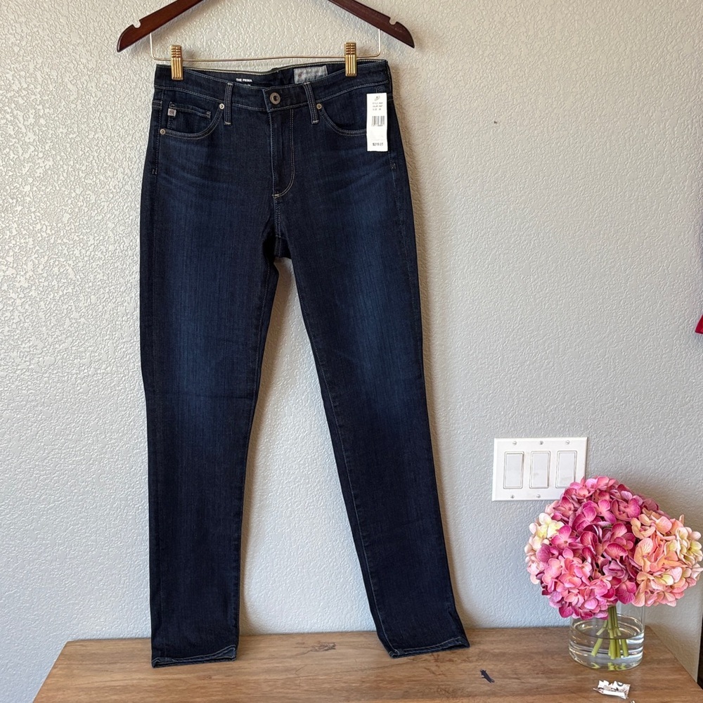 AG Adriano Goldschmied Women's Dark Blue Straight Leg Jeans-Cigarette Leg - Picture 11 of 13